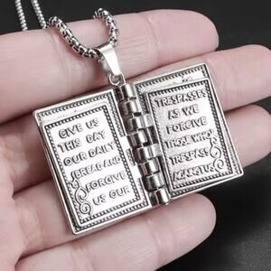 Lords Prayer Necklace Bible Silver Valentines Birthday Anniversary gift - NEW!
